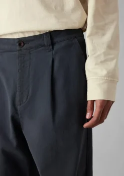 Workwear|Trousers-TOAST Garment Dyed Cotton Pleat Trousers Charcoal