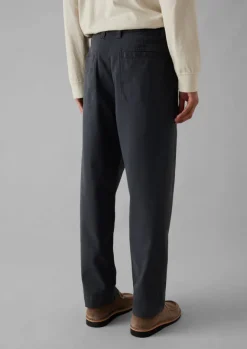 Workwear|Trousers-TOAST Garment Dyed Cotton Pleat Trousers Charcoal