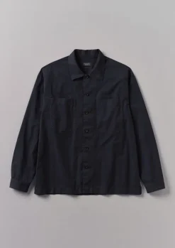 Workwear|Shirts-TOAST Garment Dyed Cotton Twill Shirt Navy
