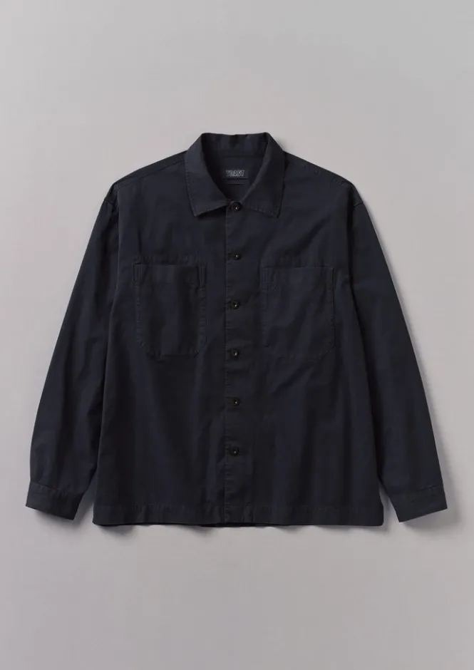 Workwear|Shirts-TOAST Garment Dyed Cotton Twill Shirt Navy