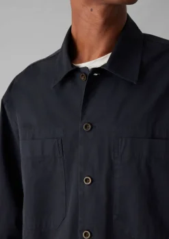 Workwear|Shirts-TOAST Garment Dyed Cotton Twill Shirt Navy