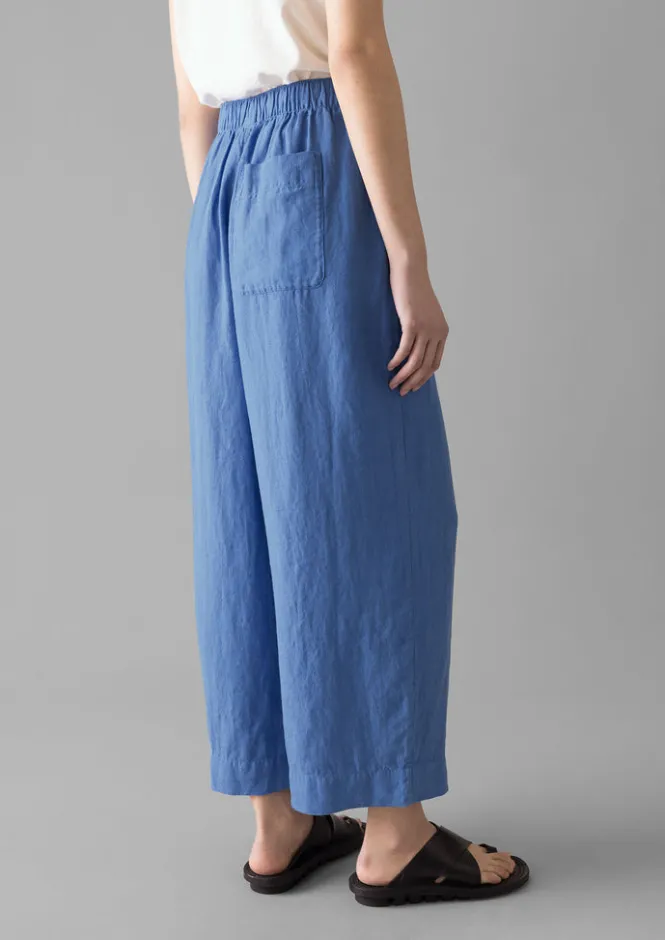 Linen|Loungewear-TOAST Garment Dyed Linen Barrel Leg Trousers BlueViolane