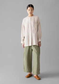 Linen|Loungewear-TOAST Garment Dyed Linen Barrel Leg Trousers Salvia