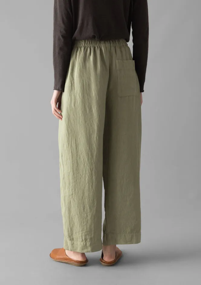 Linen|Loungewear-TOAST Garment Dyed Linen Barrel Leg Trousers Salvia