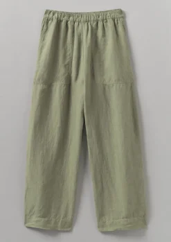 Linen|Loungewear-TOAST Garment Dyed Linen Barrel Leg Trousers Salvia