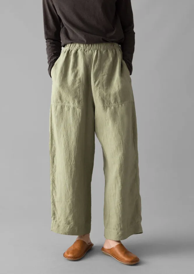 Linen|Loungewear-TOAST Garment Dyed Linen Barrel Leg Trousers Salvia