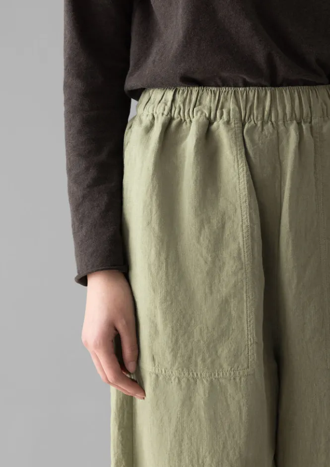 Linen|Loungewear-TOAST Garment Dyed Linen Barrel Leg Trousers Salvia