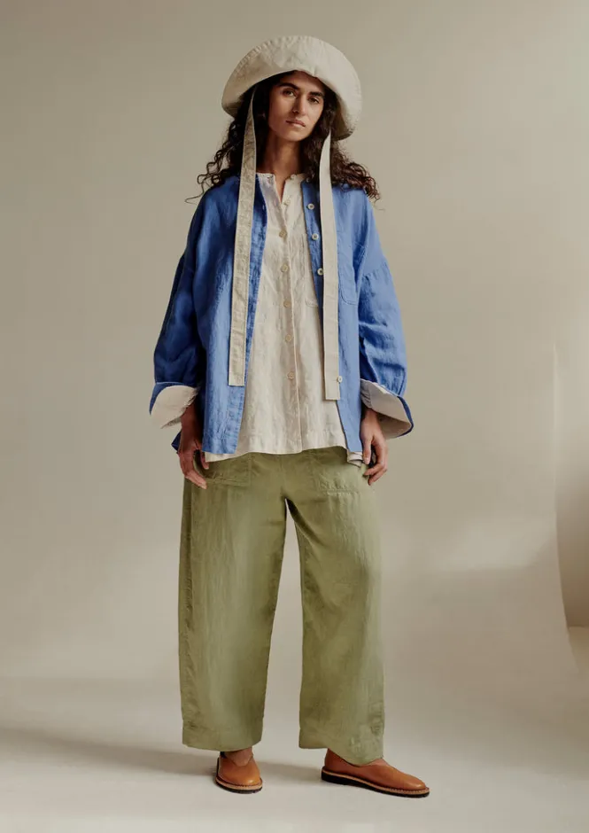 Linen|Loungewear-TOAST Garment Dyed Linen Oversized Shirt BlueViolane