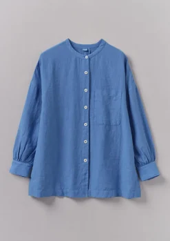 Linen|Loungewear-TOAST Garment Dyed Linen Oversized Shirt BlueViolane