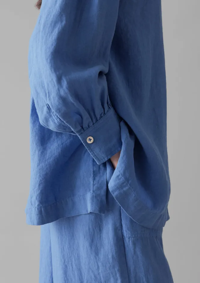 Linen|Loungewear-TOAST Garment Dyed Linen Oversized Shirt BlueViolane