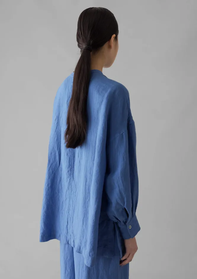 Linen|Loungewear-TOAST Garment Dyed Linen Oversized Shirt BlueViolane