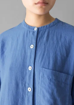 Linen|Loungewear-TOAST Garment Dyed Linen Oversized Shirt BlueViolane