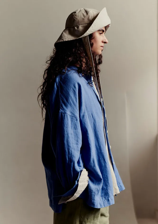 Linen|Loungewear-TOAST Garment Dyed Linen Oversized Shirt BlueViolane