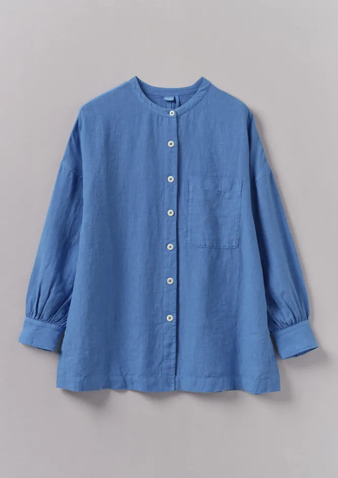 Linen|Loungewear-TOAST Garment Dyed Linen Oversized Shirt BlueViolane