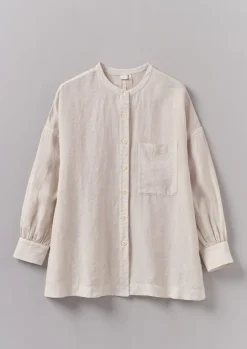 Linen|Loungewear-TOAST Garment Dyed Linen Oversized Shirt Stone