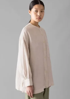 Linen|Loungewear-TOAST Garment Dyed Linen Oversized Shirt Stone