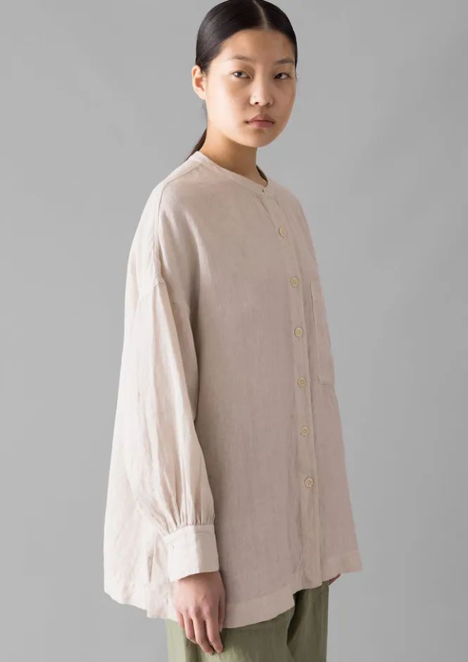 Linen|Loungewear-TOAST Garment Dyed Linen Oversized Shirt Stone