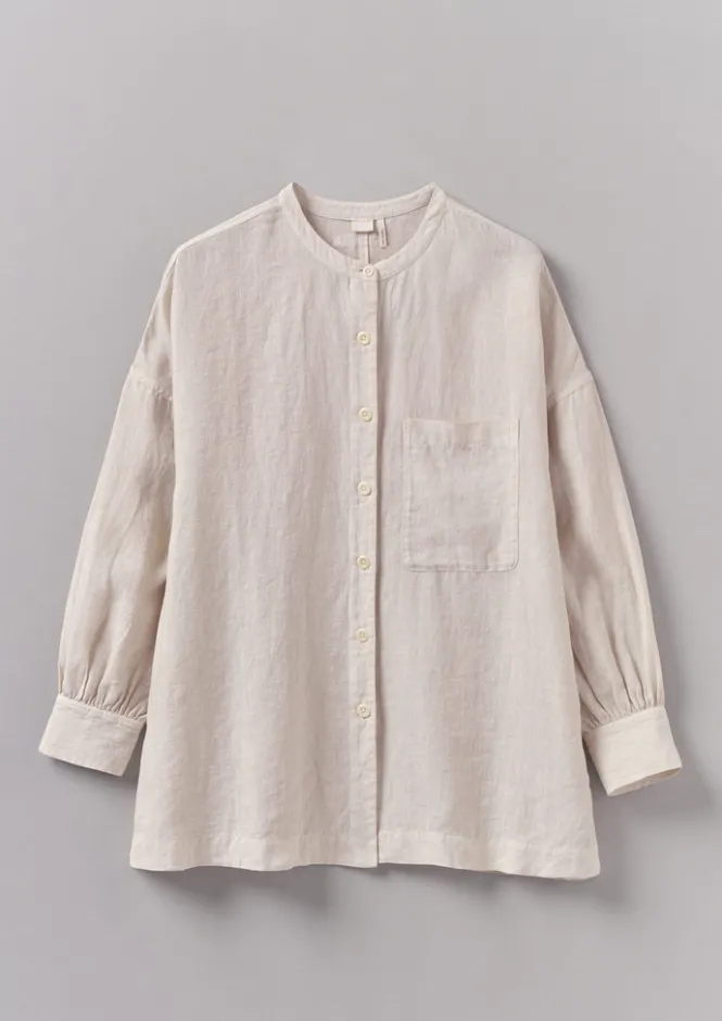 Linen|Loungewear-TOAST Garment Dyed Linen Oversized Shirt Stone