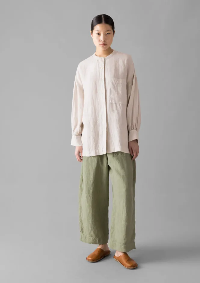 Linen|Loungewear-TOAST Garment Dyed Linen Oversized Shirt Stone