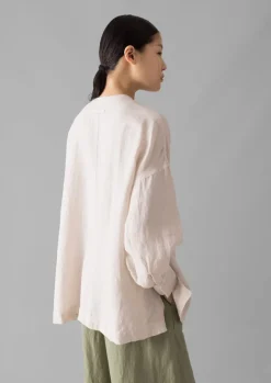 Linen|Loungewear-TOAST Garment Dyed Linen Oversized Shirt Stone