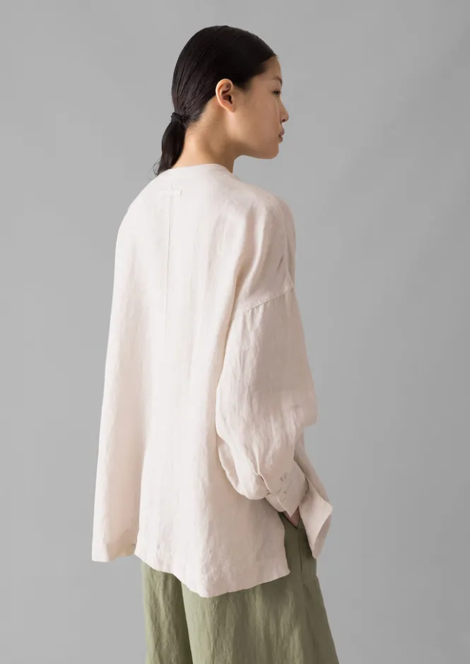 Linen|Loungewear-TOAST Garment Dyed Linen Oversized Shirt Stone