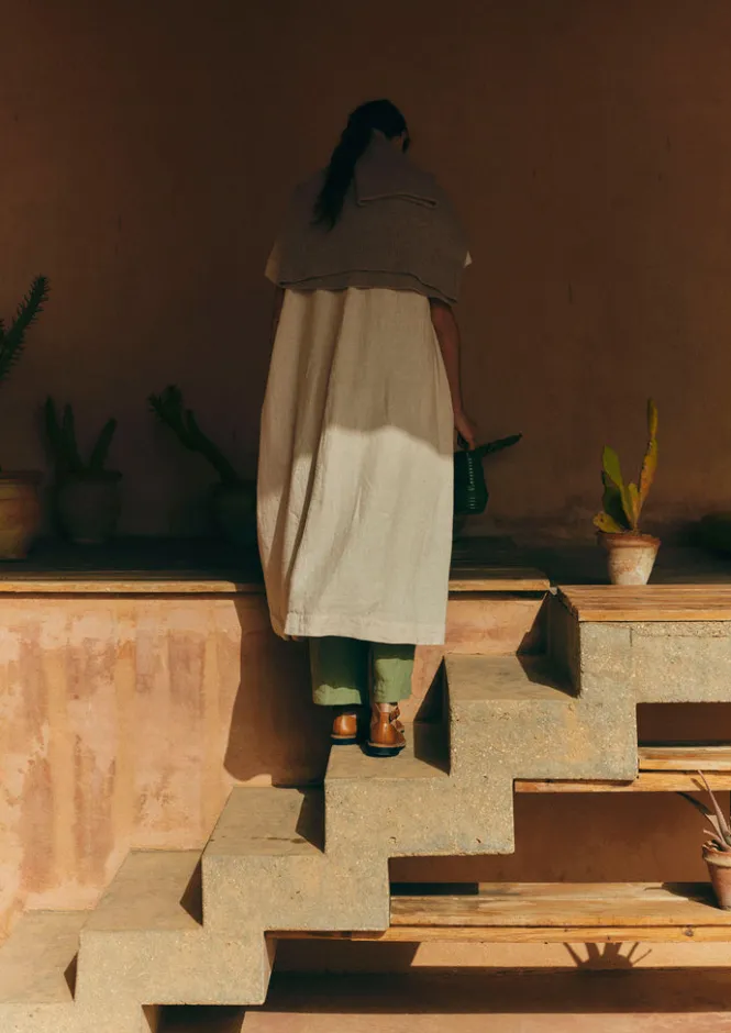 Linen|Loungewear-TOAST Garment Dyed Linen V-Neck Dress Stone
