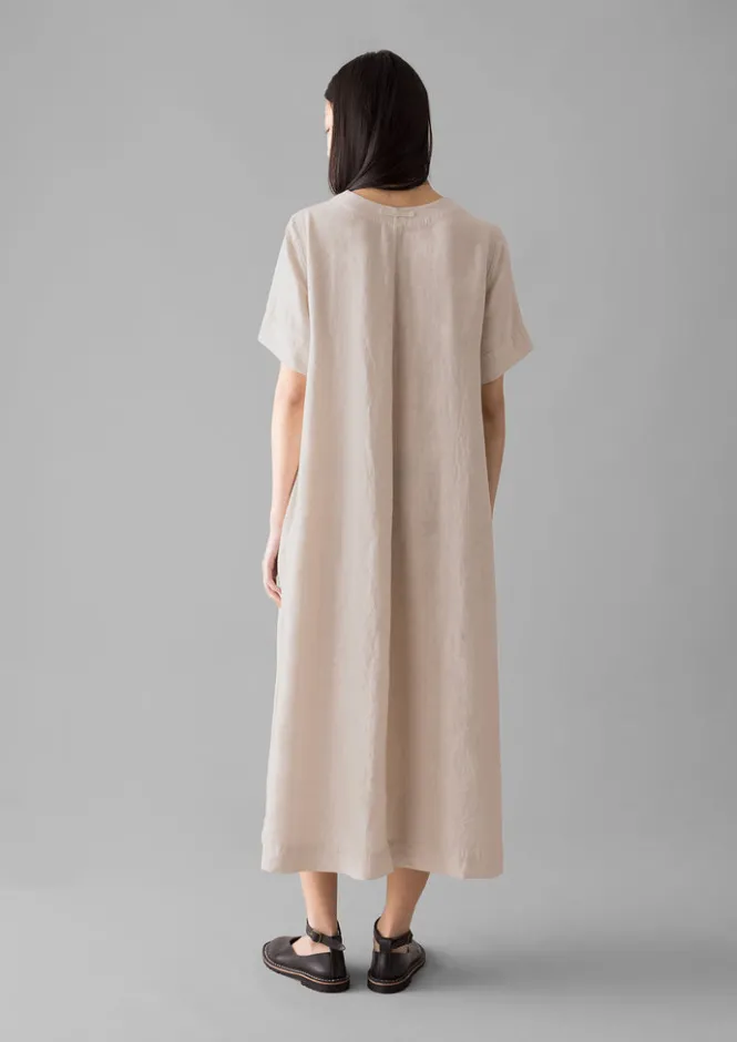 Linen|Loungewear-TOAST Garment Dyed Linen V-Neck Dress Stone
