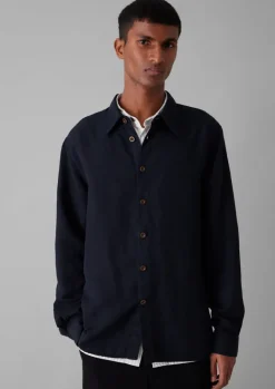 Shirts-TOAST Garment Dyed Point Collar Shirt Midnight