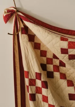 Textiles|Blankets & Throws-TOAST Geo Block Patchwork Cotton Quilt ClayRed/DeepCoral