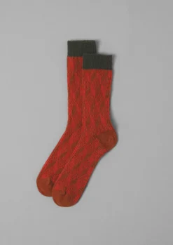 Socks & Tights-TOAST Geo Pattern Socks Carmine/Orange