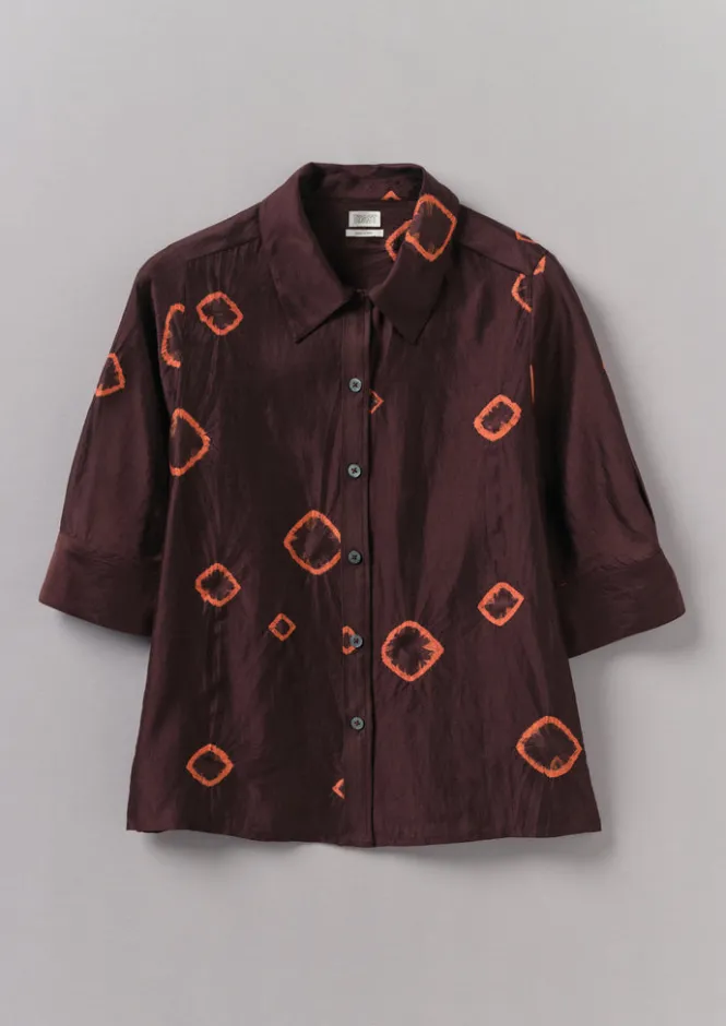 Shirts|Tops & Tees-TOAST Gia Hand Bandhini Silk Shirt Bordeaux/RedCarnelian