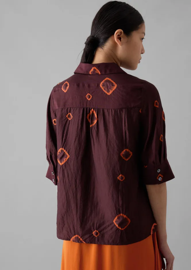 Shirts|Tops & Tees-TOAST Gia Hand Bandhini Silk Shirt Bordeaux/RedCarnelian