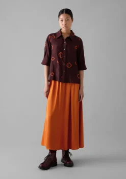 Shirts|Tops & Tees-TOAST Gia Hand Bandhini Silk Shirt Bordeaux/RedCarnelian