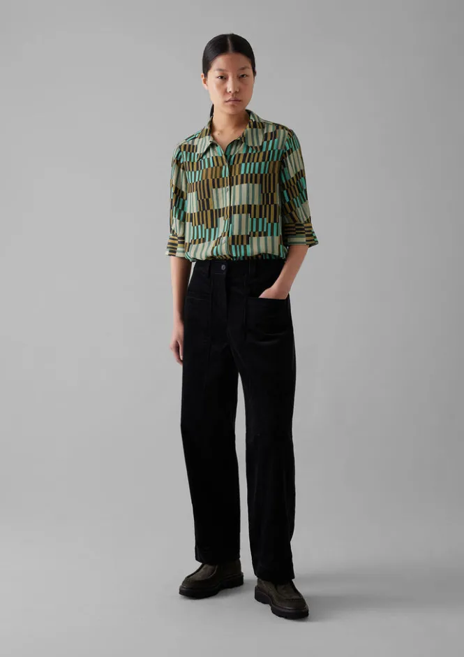 Shirts|Tops & Tees-TOAST Gia Irregular Check Print Shirt Olive/Mint