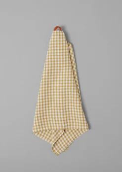 Aprons & Tea Towels-TOAST Gingham Linen Tea Towel Chalk/Ochre
