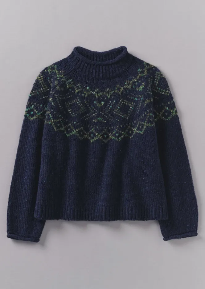 Knitwear-TOAST Graphic Yoke Sweater Navy/Green