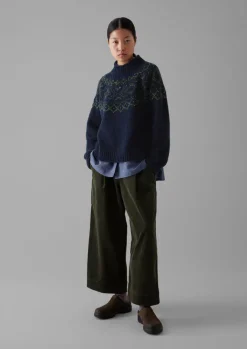 Knitwear-TOAST Graphic Yoke Sweater Navy/Green
