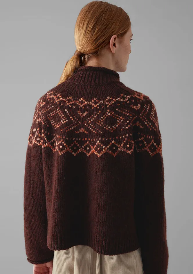 Knitwear-TOAST Graphic Yoke Sweater DarkRed/Brick