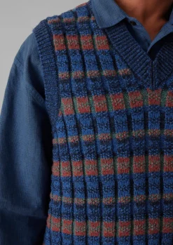 Tops & Tees|Knitwear-TOAST Grid Stitch Tank Top BlueMulti
