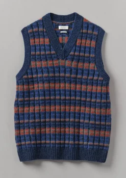 Tops & Tees|Knitwear-TOAST Grid Stitch Tank Top BlueMulti