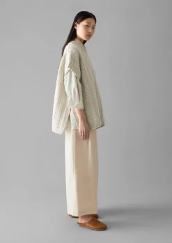 Knitwear-TOAST Grid Stitch Wool Cotton Tank Bone