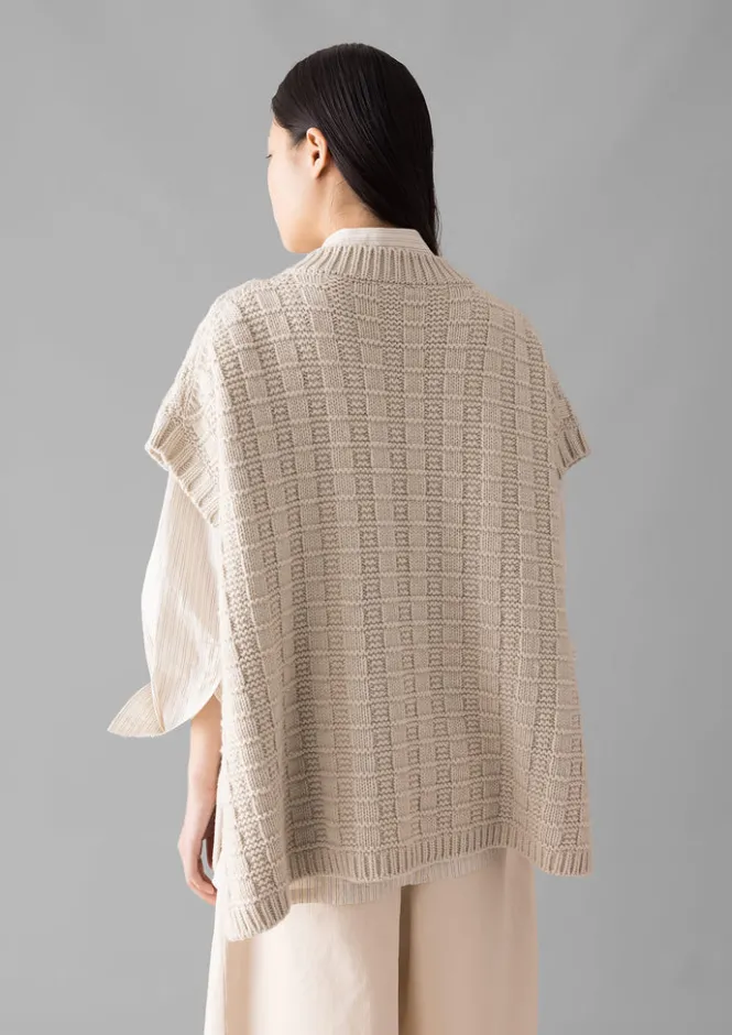 Knitwear-TOAST Grid Stitch Wool Cotton Tank Bone