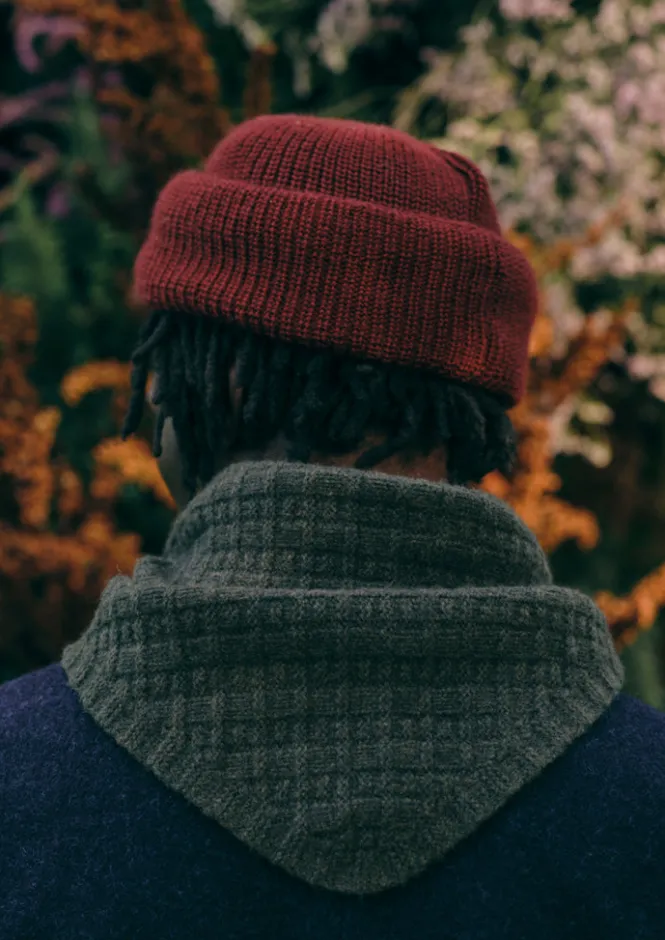 Hats, Scarves & Gloves|Hats, Scarves & Gloves-TOAST Grid Stitched Knitted Bandana Seaweed
