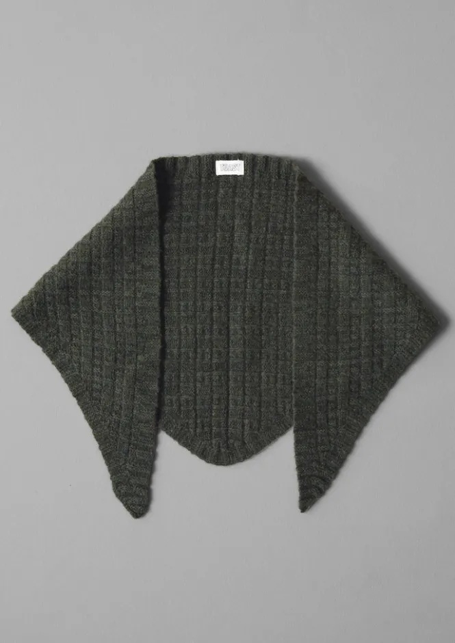 Hats, Scarves & Gloves|Hats, Scarves & Gloves-TOAST Grid Stitched Knitted Bandana Seaweed