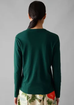 Linen|Jersey-TOAST Half Placket Cotton Linen Tee DeepTeal