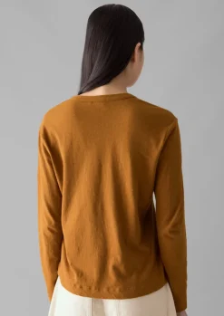 Linen|Jersey-TOAST Half Placket Cotton Linen Tee Cumin