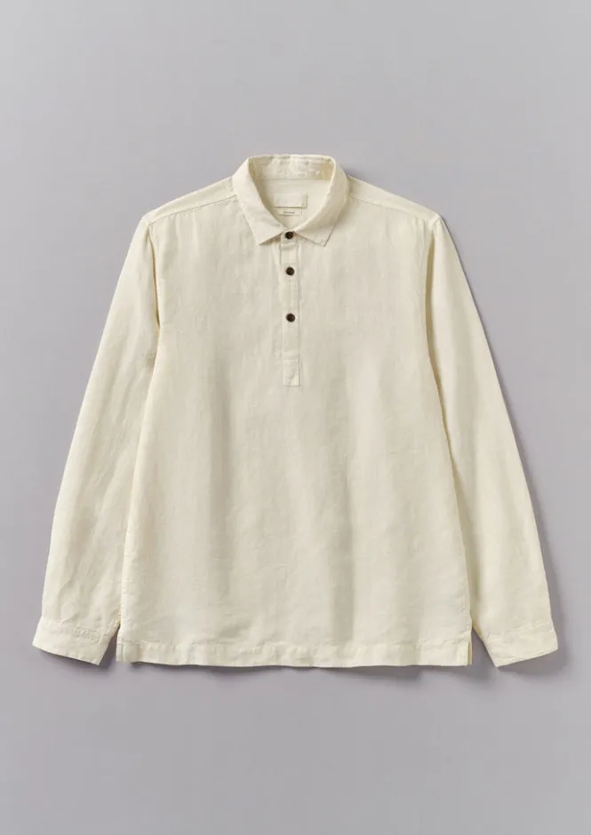 Linen|Shirts-TOAST Half Placket Linen Shirt Parchment