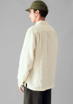 Linen|Shirts-TOAST Half Placket Linen Shirt Parchment