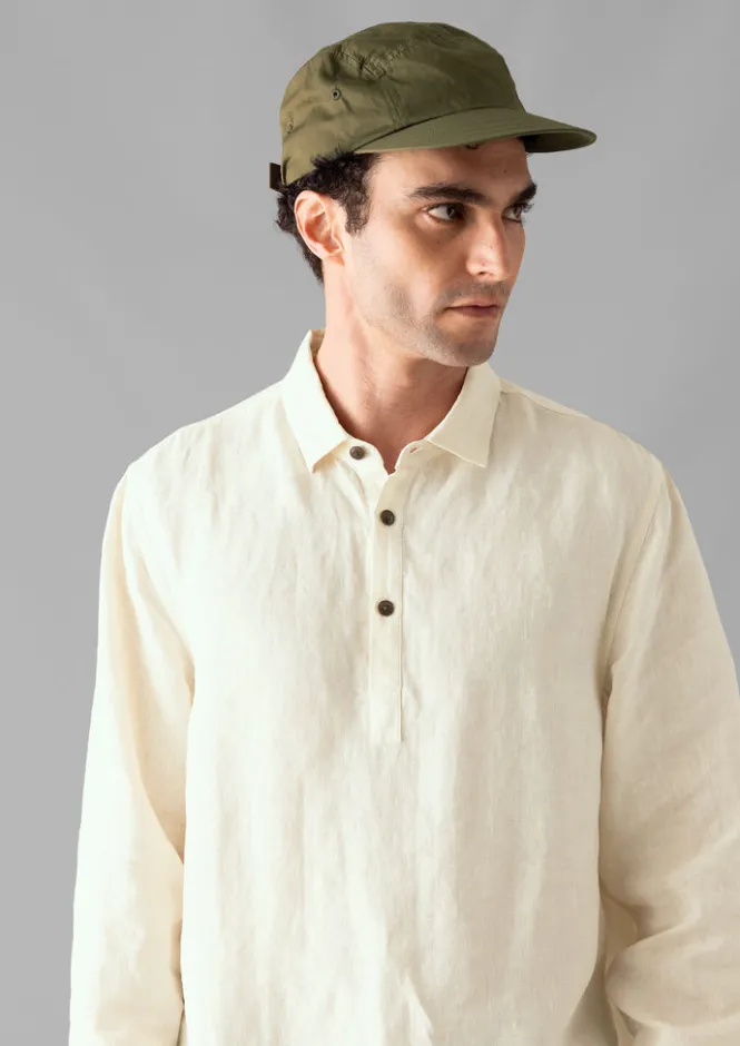 Linen|Shirts-TOAST Half Placket Linen Shirt Parchment