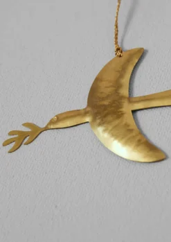 Christmas Decorations-TOAST Hammered Metal Dove Decoration Brass